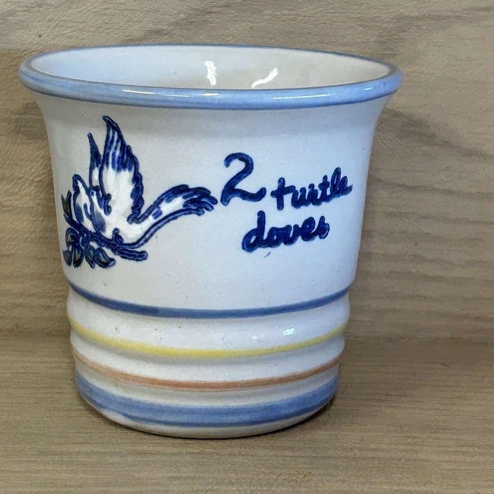 Louisville Stoneware Punch Cup 2 Turtle Doves 12 Days of Christmas Mug